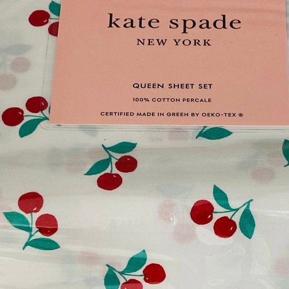 kate spade Bedding Rare Kate Spade Queen Cherry Sheet Set Poshmark